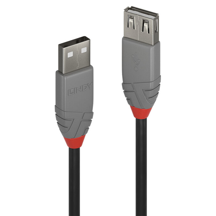 Lindy 0.5m USB 2.0 Type A Extension Cable, Anthra Line