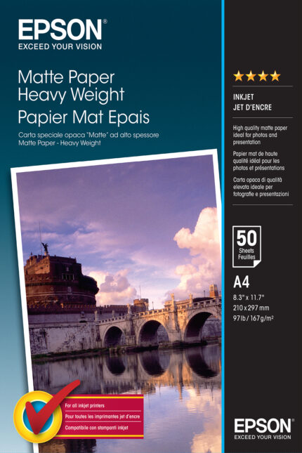 Epson Matte Paper Heavy Weight - A4 - 50 Sheets (C13S041256)