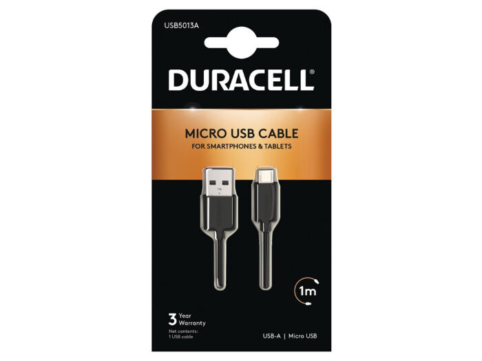 Duracell Sync/Charge Cable 1 Metre Black (USB5013A)