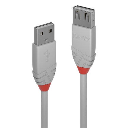 Lindy 3m USB 2.0 Type A Extension Cable, Anthra Line, Grey