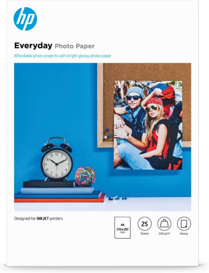 HP Everyday Photo Paper, Glossy, 200 g/m2, A4 (210 x 297 mm), 25 sheets (Q5451A)