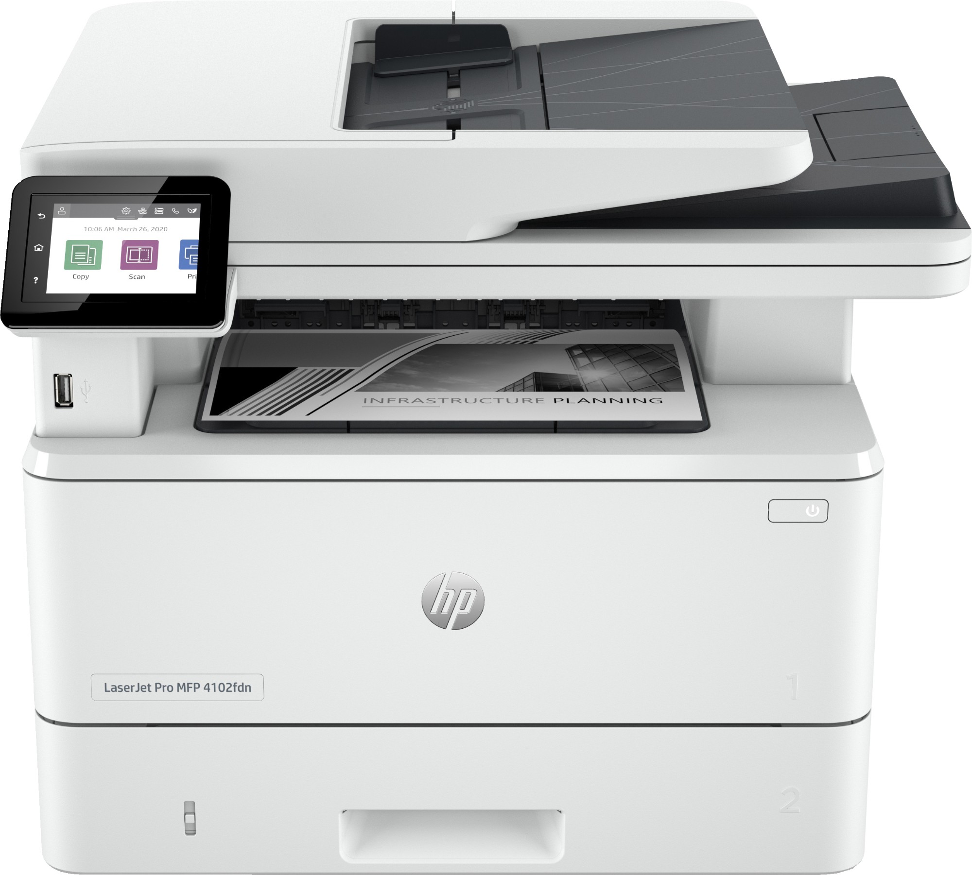 Yxp8CR0-HkeeVjyt7m75rQ.c-r.jpg HP LaserJet Pro MFP 4102fdn Printer, Black and white, Printer for Small medium business, Print, copy, scan, fax, Instant Ink eligible; Print from phone or tablet; Automatic document feeder; Two-sided printing (2Z623F#B19)
