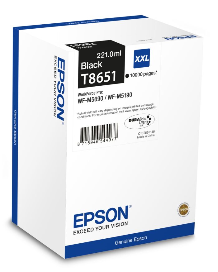 Epson /T8651 Ink cartridge black, 10K pages 221ml for Epson WF-M 5000 (C13T865140)