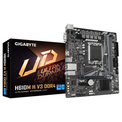 Gigabyte Motherboard - Supports Intel Core 14th CPUs, 4+1+1 Hybrid Phases Digital VRM, up to 3200MHz DDR4, 1xPCIe 3.0 M.2, GbE LAN, USB 3.2 Gen 1 (H610M H V3 DDR4)