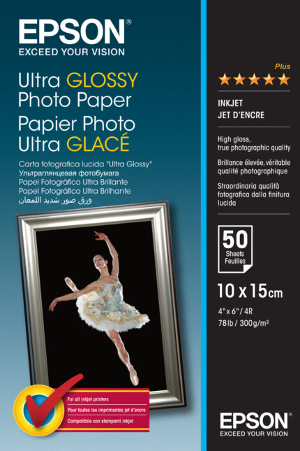 Epson Ultra Glossy Photo Paper - 10x15cm - 50 Sheets (C13S041943)