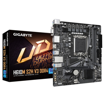 Gigabyte DDR4 Motherboard - Supports Intel Core 14th CPUs, 4+1+1 Hybrid Digital VRM, up to 3200MHz DDR4, 1xPCIe 3.0 M.2, GbE LAN , USB 3.2 Gen 1 (H610M S2H V3 DDR4)