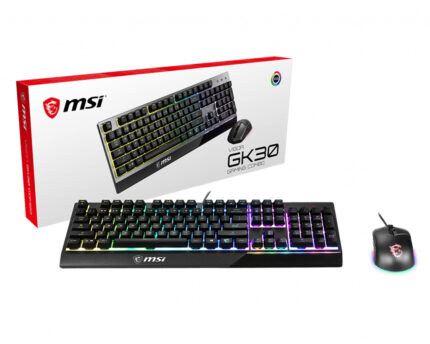 MSI VIGOR GK30 COMBO RGB MEMchanical Gaming Keyboard + Clutch GM11 Gaming Mouse ' DE Layout, 6-Zone RGB Lighting Keyboard, Dual-Zone RGB Lighting Mouse, 5000 DPI Optical Sensor, RGB Mystic Light'