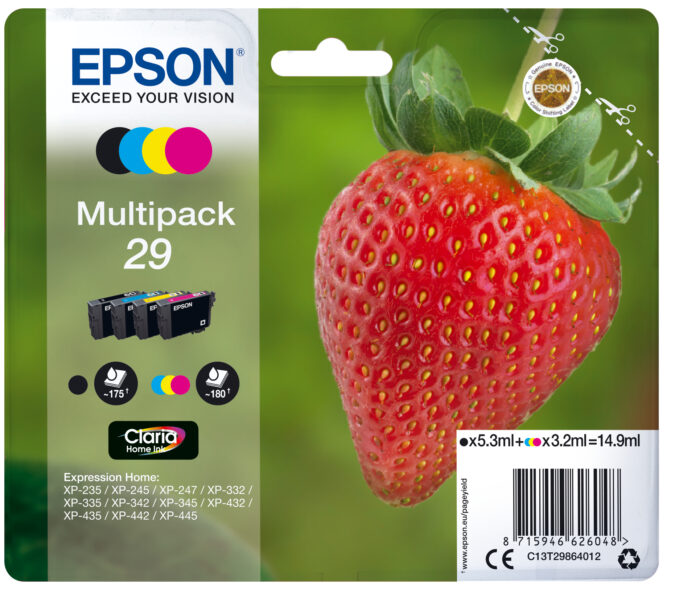 bn1td6sXJUqtfMSOH3420g.c-r.jpg Epson C13T29864012/29 Ink cartridge multi pack Bk,C,M,Y 5,3ml + 3x3,2ml Pack=4 for Epson XP 235/335 (C13T29864012)