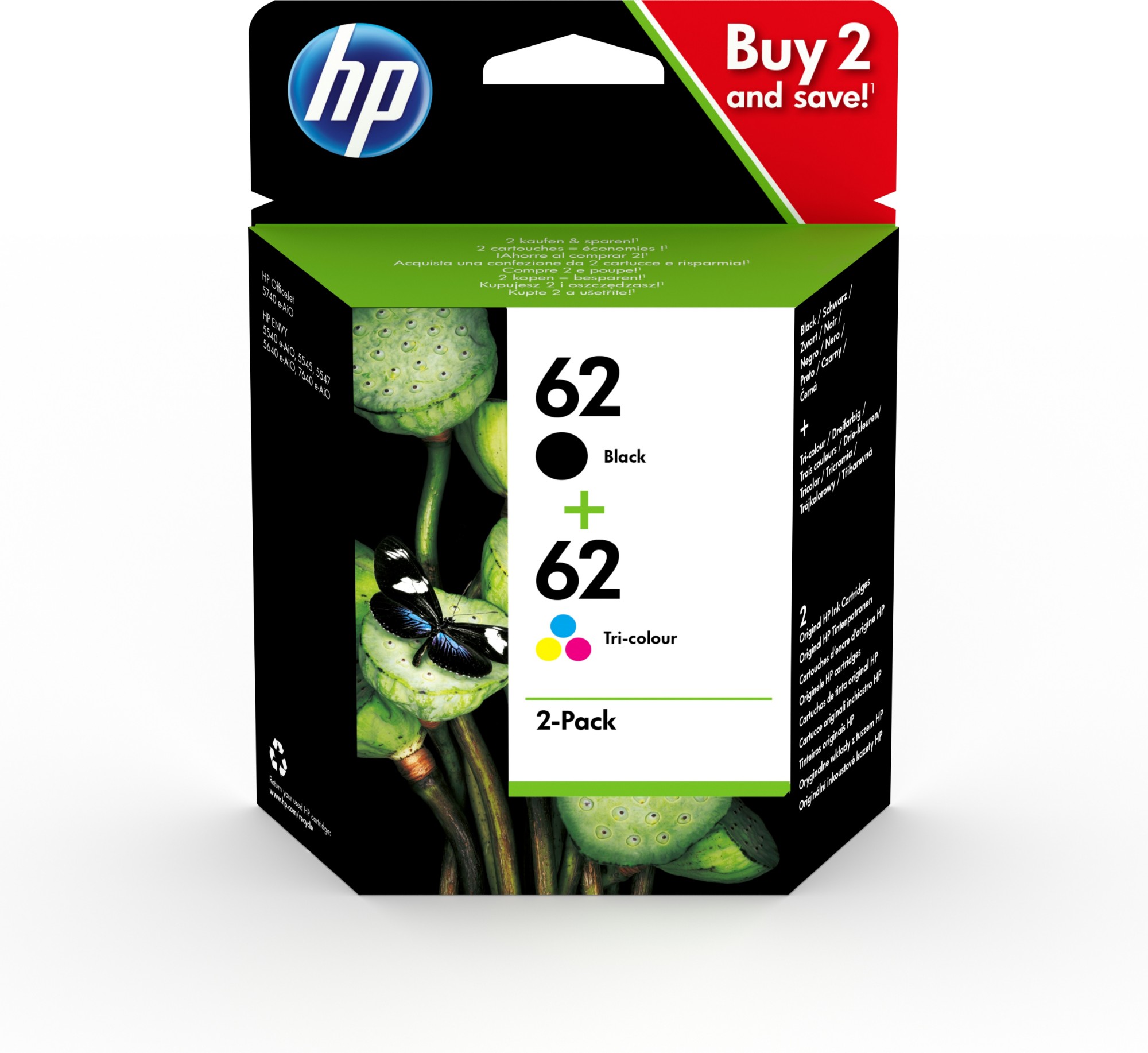 d8Kikx52JEOU8QYoxoe1NQ.c-r.jpg HP 62 Printhead cartridge multi pack black + color 200pg + 165pg Pack=2 for HP Envy 5640 (N9J71AE)