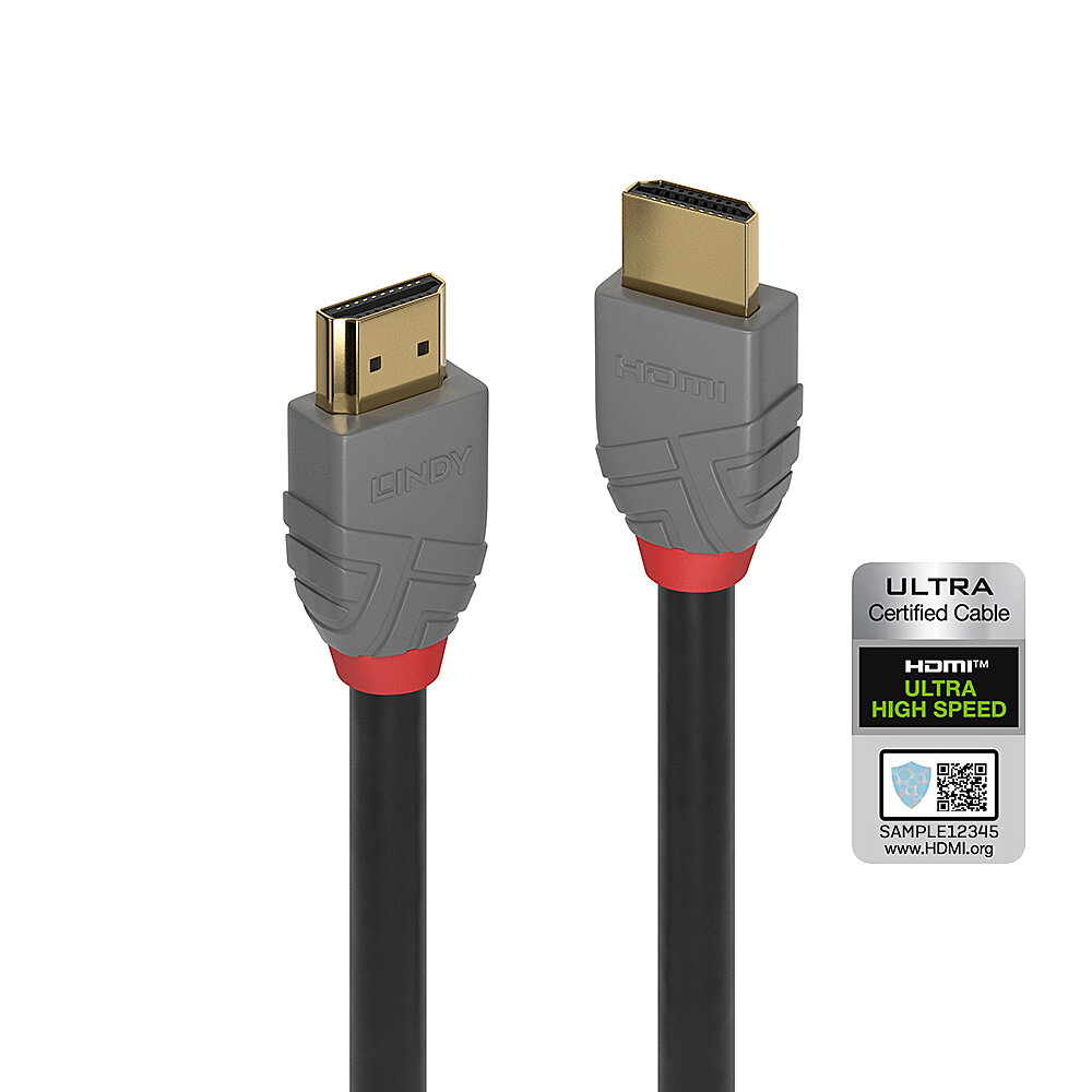 eNbkGS8H3EmhMuJJm5YSyg.c-r.jpg Lindy 1m Ultra High Speed HDMI Cable, Anthra Line (36952) - Image 1