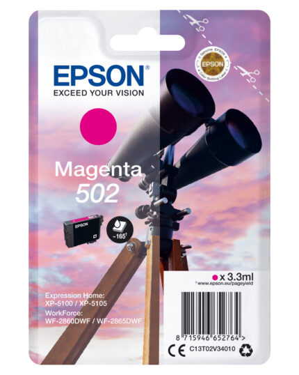 Epson C13T02V34010/502 Ink cartridge magenta, 160 pages 3,3ml for Epson XP 5100 (C13T02V34010)