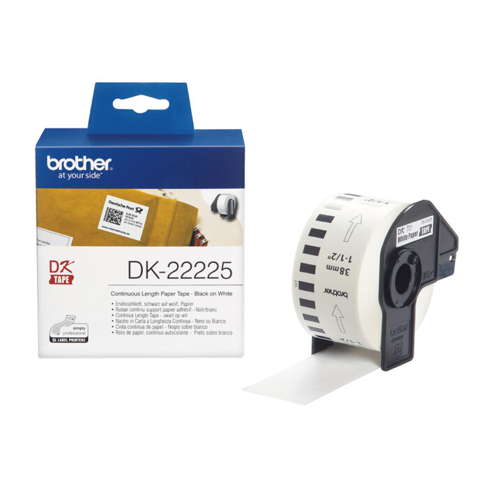 gEDuHpsolEKPbhheKdl-cg.c-r.jpg Brother DK-22225 DirectLabel Etikettes white 38mm x 30,48m for Brother P-Touch QL/700/800/QL 12-102mm/QL 12-103.6mm (DK22225) - Image 1