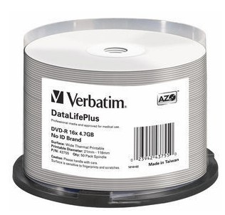 Verbatim DVD-R 4.7GB 16x Print 50pk