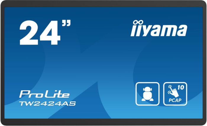 iiyama TW2424AS-B1 Signage Display Digital signage flat panel 60.5 cm (23.8") Wi-Fi 250 cd/m? 4K Ultra HD Black Touchscreen Built-in processor Android 24/7 (TW2424AS-B1)