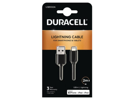 Duracell Sync/Charge Cable 2 Metre Black (USB5022A)