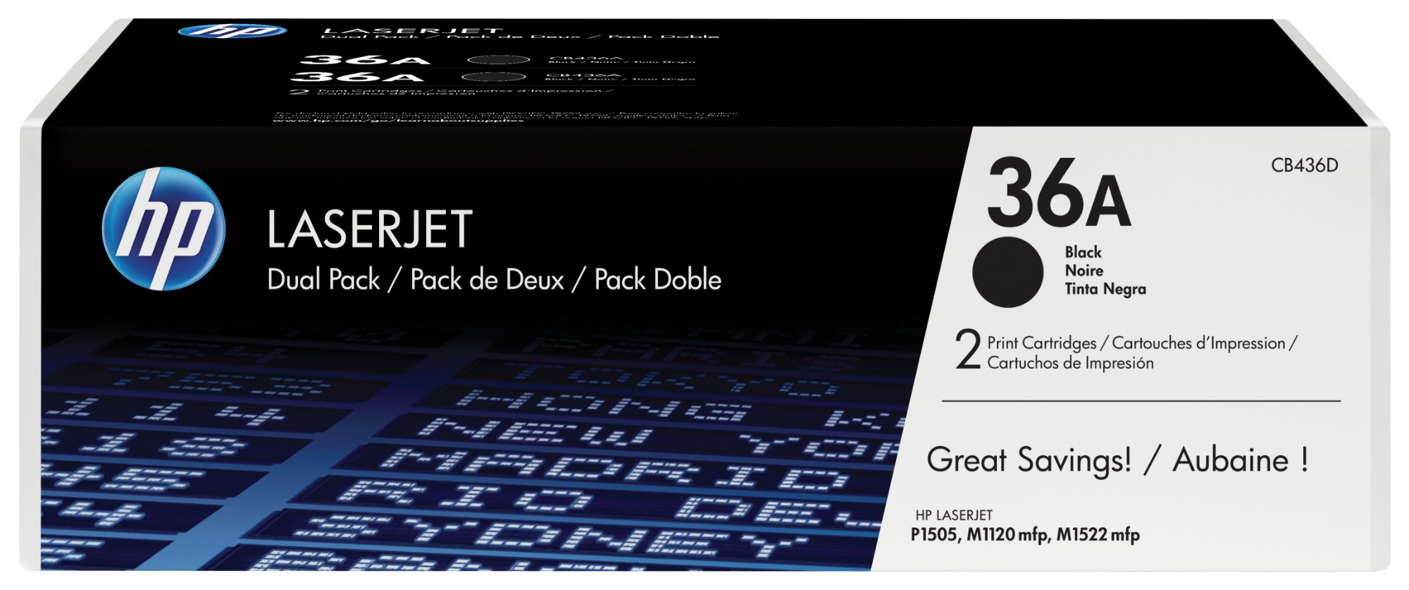 hZ40EdyRrk68dZfPt6Nq2Q.c-r.jpg HP 36A Toner cartridge black twin pack, 2x2K pages/5% Pack=2 for HP LaserJet P 1505 (CB436AD)