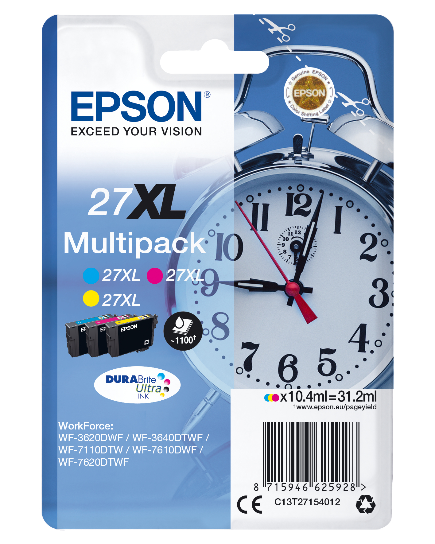 hcGa7ejPA0epGtndMJRx4A.c-r.jpg Epson C13T27154010/27XL Ink cartridge multi pack C,M,Y high-capacity, 3x1.1K pages 10.4ml Pack=3 for Epson WF 3620 (C13T27154012)