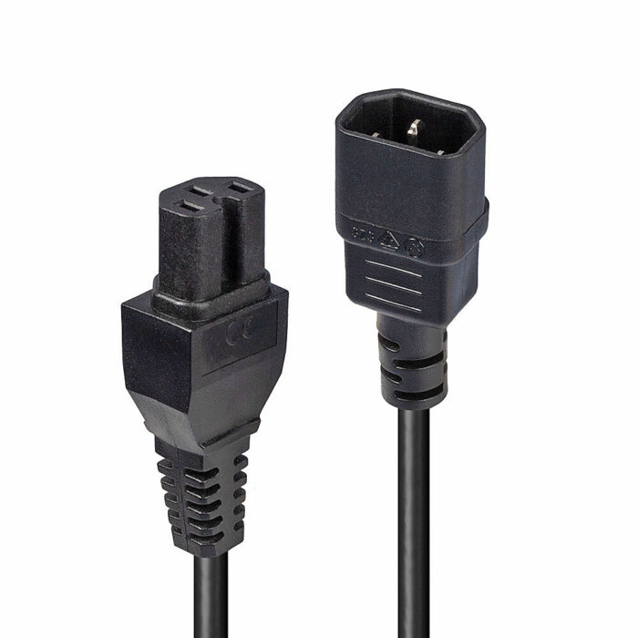 Lindy 2m IEC C14 to IEC C15 'Hot Condition' Power Cable, Black