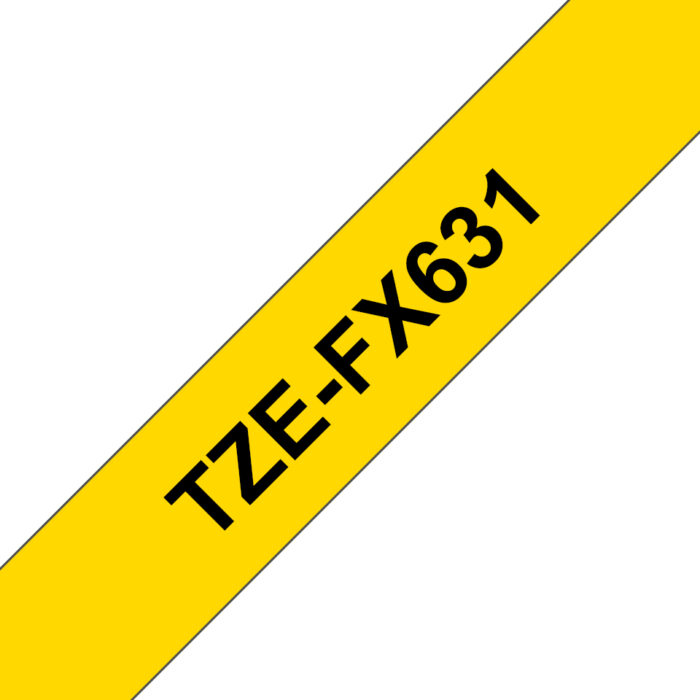 Brother TZE-FX631 DirectLabel black on yellow Laminat 12mm x 8m for Brother P-Touch TZ 3.5-12mm/18mm/6-18mm/6-24mm/6-36mm (TZEFX631) - Image 1