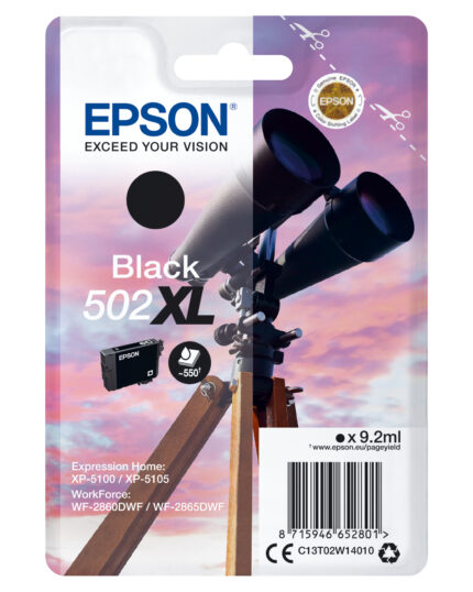 Epson C13T02W14010/502XL Ink cartridge black high-capacity, 550 pages 9,2ml for Epson XP 5100 (C13T02W14010)