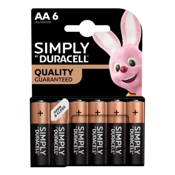 Duracell Simply Alkaline Pack of 6 AA Batteries (MN1500B6SIMPLY)