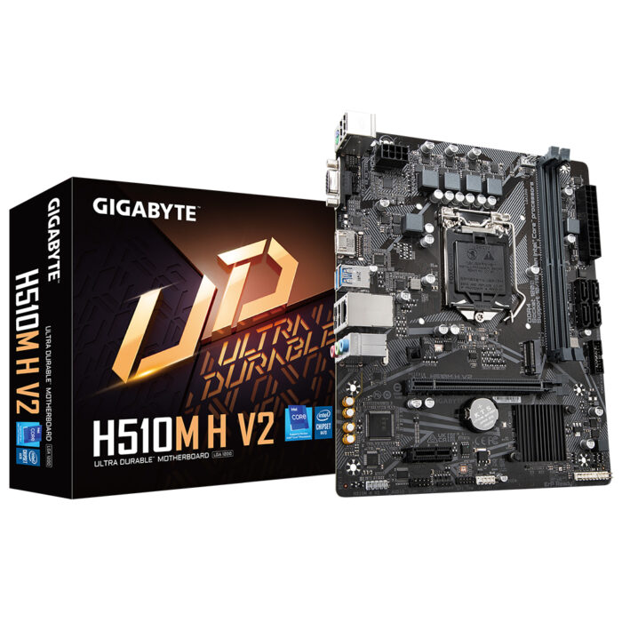 Gigabyte Motherboard - Supports Intel Core 11th CPUs, up to 3200MHz DDR4 (OC), 1xPCIe 3.0 M.2, GbE LAN, USB 3.2 Gen 1 (H510M H V2)