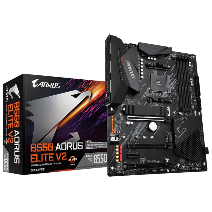 Gigabyte B550 AORUS ELITE V2 Motherboard - Supports AMD Ryzen 5000 Series AM4 CPUs, 12+2 Phases Digital Twin Power Design, up to 4733MHz DDR4 (OC), 2xPCIe 3.0 M.2, 2.5GbE LAN, USB 3.2 Gen1 (B550 AORUS ELITE V2)