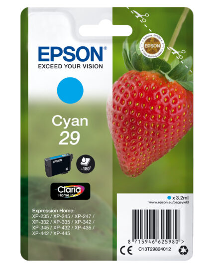 Epson C13T29824012/29 Ink cartridge cyan, 180 pages ISO/IEC 19752 3,2ml for Epson XP 235/335 (C13T29824012)