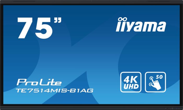 iiyama TE7514MIS-B1AG Signage Display Interactive flat panel 190.5 cm (75") LCD Wi-Fi 435 cd/m? 4K Ultra HD Black Touchscreen Built-in processor Android 24/7 (TE7514MIS-B1AG)