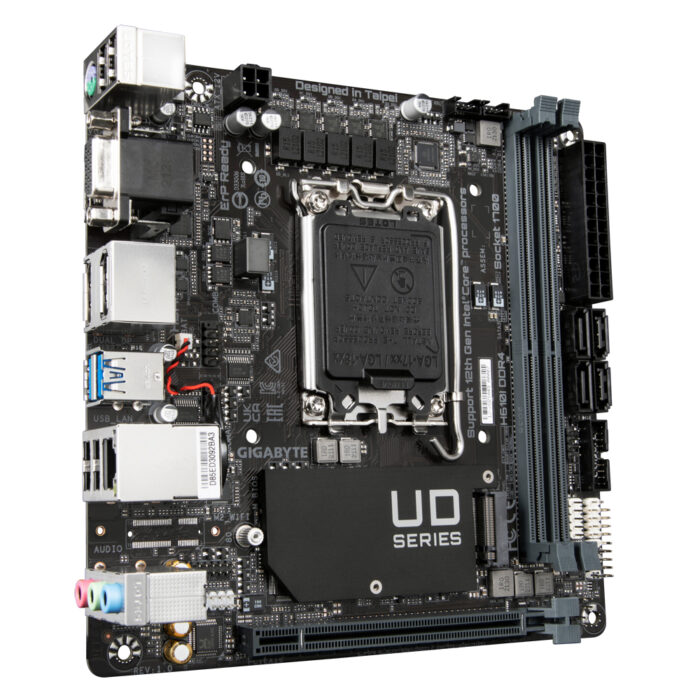 Gigabyte Motherboard - Supports Intel Core 14th CPUs, 4+1+1 Hybrid Digital VRM, up to 3200MHz DDR4 (OC), 1xPCIe 3.0 M.2, GbE LAN, USB 3.2 Gen 1 (H610I DDR4)