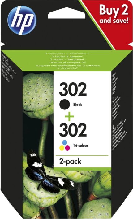 HP X4D37AE/302 Printhead cartridge multi pack black + color 170pg + 150pg Pack=2 for HP DeskJet 1110/2130/OfficeJet 5200 (X4D37AE)