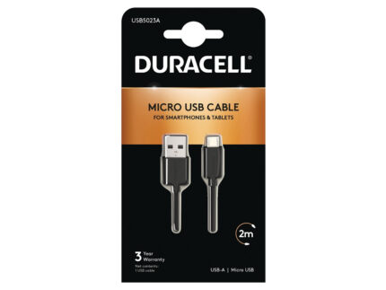 Duracell Sync/Charge Cable 2 Metre Black (USB5023A)