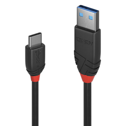 Lindy 0.5m USB 3.2 Type A to C Cable, 10Gbps, Black Line