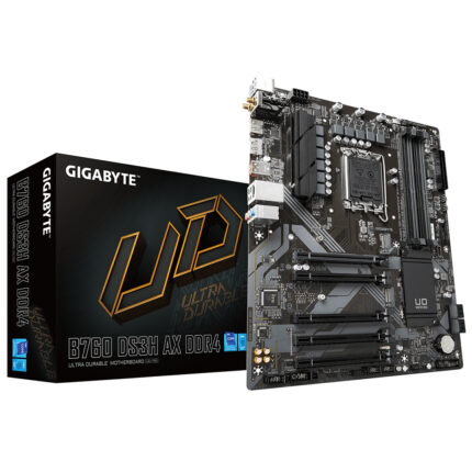 Gigabyte B760 DS3H AX DDR4 Motherboard - Supports Intel Core 14th CPUs, 8+2+1 Phases Digital VRM, up to 5333MHz DDR4 (OC), 2xPCIe 4.0 M.2, Wi-Fi 6E, GbE LAN, USB 3.2 Gen 2 (B760 DS3H AX DDR4)