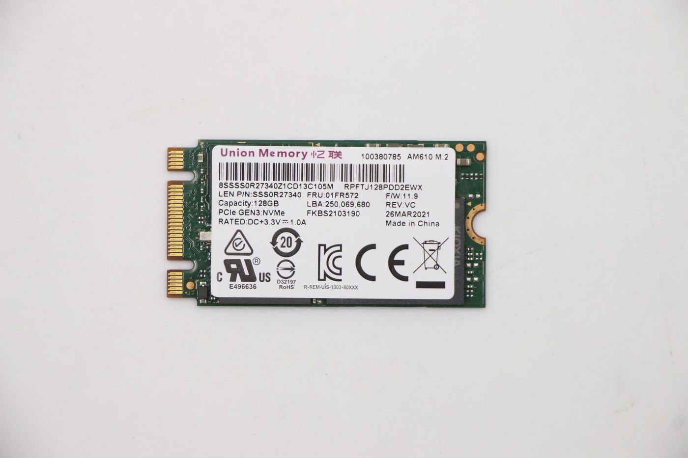 oTReJbVY8keFzUk6euhQoA.c-r.jpg Lenovo UMIS AM610 128GB M.2 PCIe 2242 RPFTJ128PDD2EWX SSD