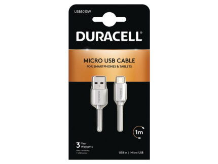 Duracell Sync/Charge Cable 1 Metre White (USB5013W)