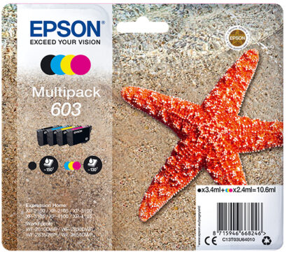Epson C13T03U64010/603 Ink cartridge multi pack Bk,C,M,Y 3,4ml + 3x2,4ml Pack=4 for Epson XP 2100 (C13T03U64010)