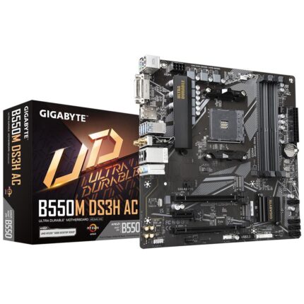 Gigabyte B550M DS3H AC Motherboard - Supports AMD Ryzen 5000 Series AM4 CPUs, 5+3 Phases Pure Digital VRM, up to 4733MHz DDR4 (OC), 2xPCIe 3.0 M.2, GbE LAN, USB 3.2 Gen1 (B550M DS3H AC)