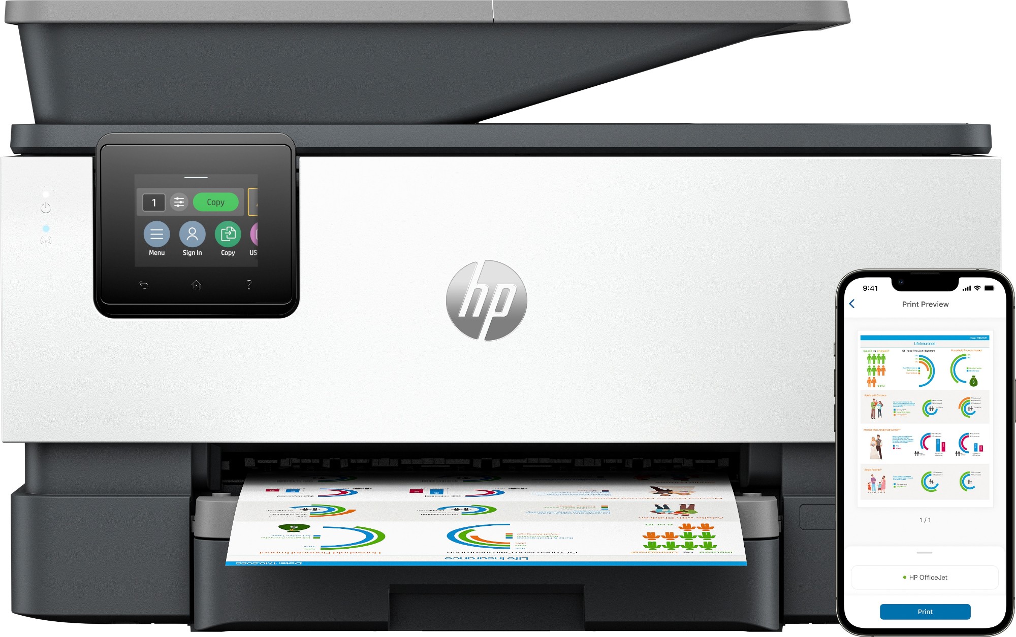 qS9k4S7wSUK5LgXEZcqv7A.c-r.jpg HP OfficeJet Pro 9120b All-in-One Printer, Color, Printer for Home and home office, Print, copy, scan, fax, Wireless; Two-sided printing; Two-sided scanning; Scan to email; Scan to pdf; Fax; Front USB flash drive port; Touchscreen; Print from phone or tab (4V2N0B#687)