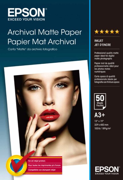 Epson Archival Matte Paper, DIN A3+, 189g/m?, 50 Sheets (C13S041340)