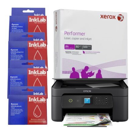 Epson Expression Home XP-3200 C11CK66401 Inkjet Multifunction Printer, Colour, Wireless, All-in-One, Duplex, InkLab 604 Epson Compatible Multipack Replacement Ink, Single Ream of Xerox Performer A4 80GSM Office Paper (C11CK66401BUNDLE)