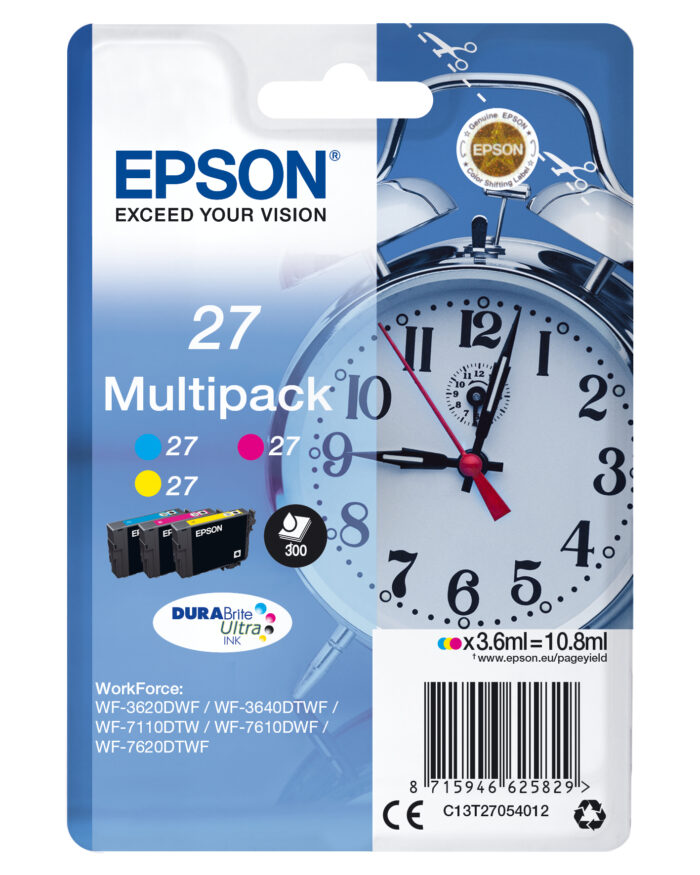 Epson C13T27054012/27 Ink cartridge multi pack C,M,Y 3x350pg3x3,6ml Pack=3 for Epson WF 3620 (C13T27054012)