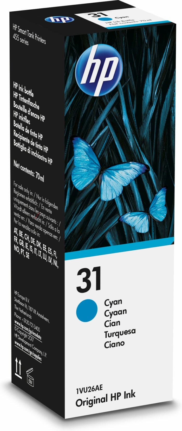 HP /31 Ink cartridge cyan, 8K pages 70ml for HP Smart Tank Plus 555/Wireless 455/7005 (1VU26AE)