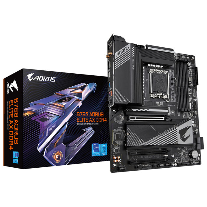 Gigabyte B760 AORUS ELITE AX DDR4 Motherboard - Supports Intel Core 14th Gen CPUs, 12*+1+1 Phases Digital VRM, up to 5333MHz DDR4 (OC), 3xPCIe 4.0 M.2, Wi-Fi 6E, 2.5GbE LAN, USB 3.2 Gen 2 (B760 AORUS ELITE AX DDR4)