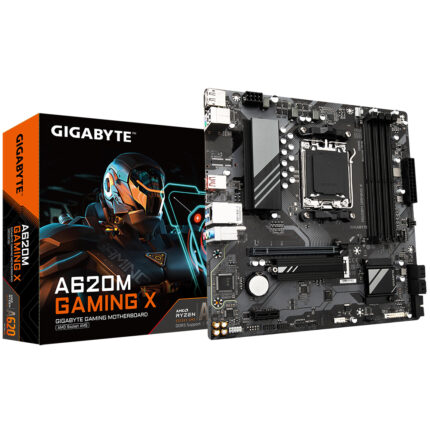 Gigabyte A620M GAMING X Motherboard - Supports AMD Ryzen 8000 CPUs, 8+2+1 Phases Digital VRM, up to 8000MHz DDR5 (OC), 1xPCIe 4.0 M.2, GbE LAN, USB 3.2 Gen 2 (A620M GAMING X)