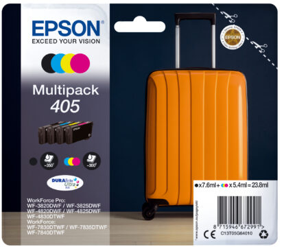 Epson C13T05G64010/405 Ink cartridge multi pack Bk,C,M,Y, 4x1.25K pages 23.8ml 7,6ml + 3x5,4ml Pack=4 for Epson WF-3820/7830 (C13T05G64010)
