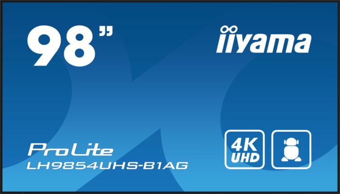 vALlcLSQykOvoNLre6CYpw.c-r.jpg iiyama LH9854UHS-B1AG Signage Display Digital signage flat panel 2.48 m (97.5") LCD Wi-Fi 500 cd/m? 4K Ultra HD Black Built-in processor Android 11 24/7 (LH9854UHS-B1AG)
