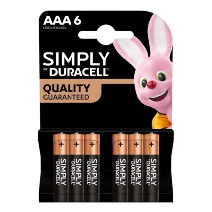 Duracell Simply Alkaline Pack of 6 AAA Batteries (MN2400B6SIMPLY)