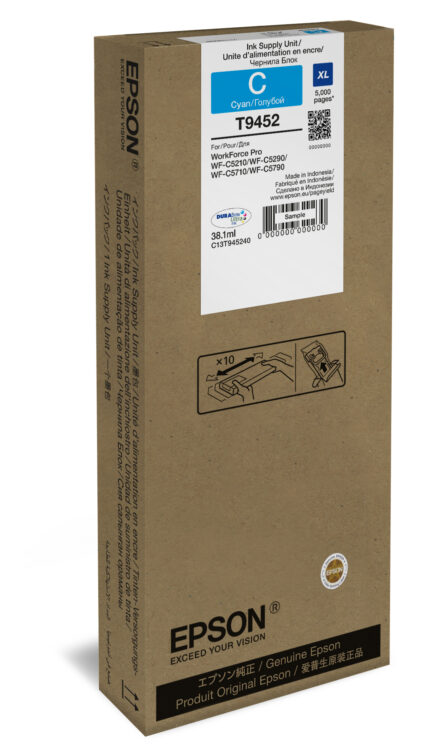 Epson/T9452 Ink cartridge cyan high-capacity, 5K pages 38ml for Epson WF-C 5210/5290 (C13T945240)