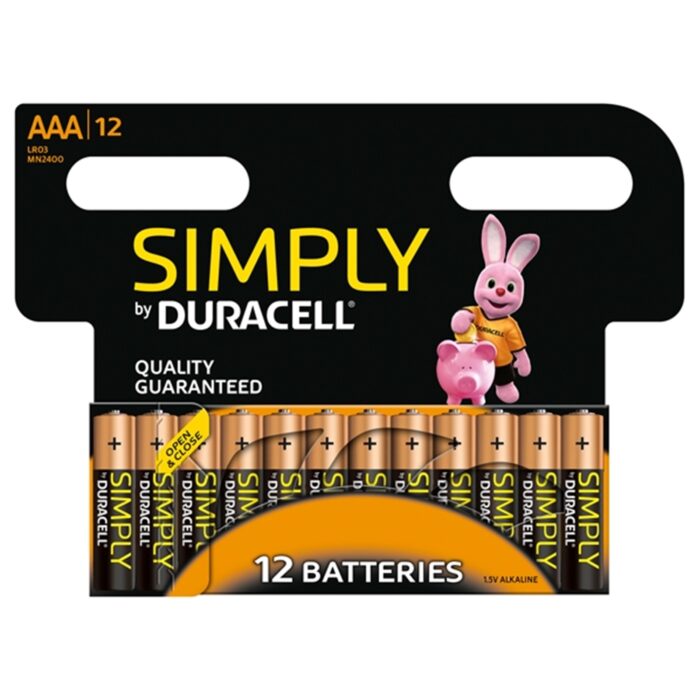 Duracell Simply Alkaline Pack of 12 AAA Batteries (MN2400B12SIMPLY)